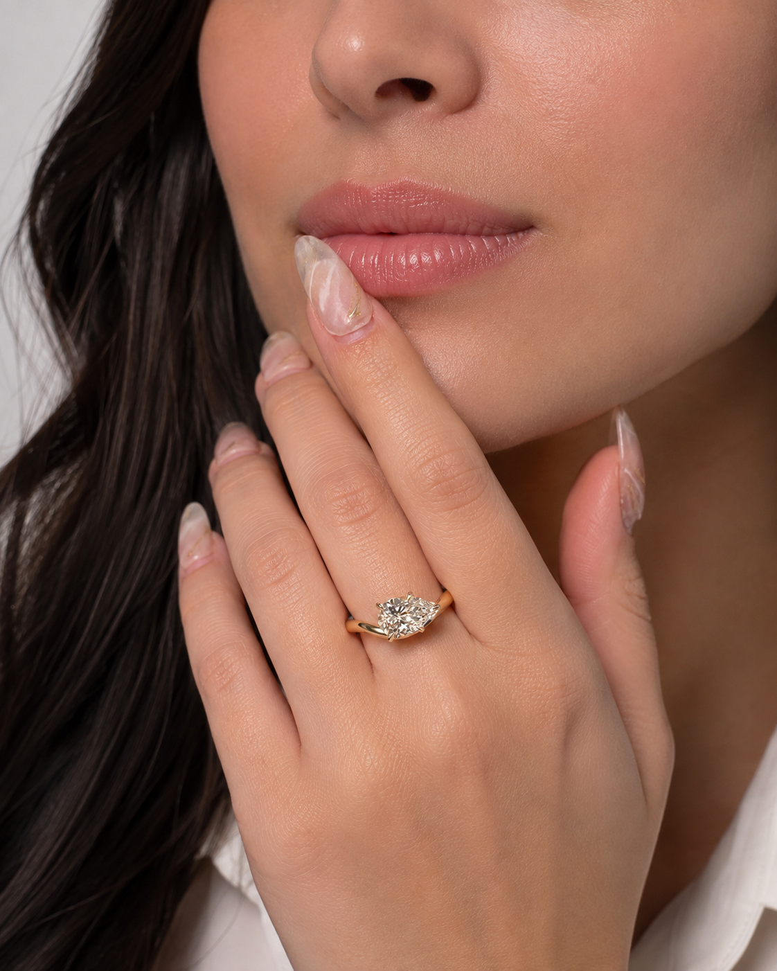 1 Ct. Lab-Grown Diamond Bypass Pear Cut Engagement Ring (EF-VS)