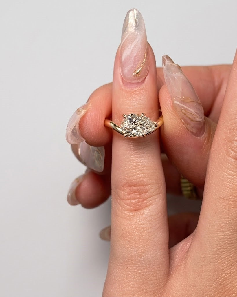 1 Ct. Lab-Grown Diamond Bypass Pear Cut Engagement Ring (EF-VS)