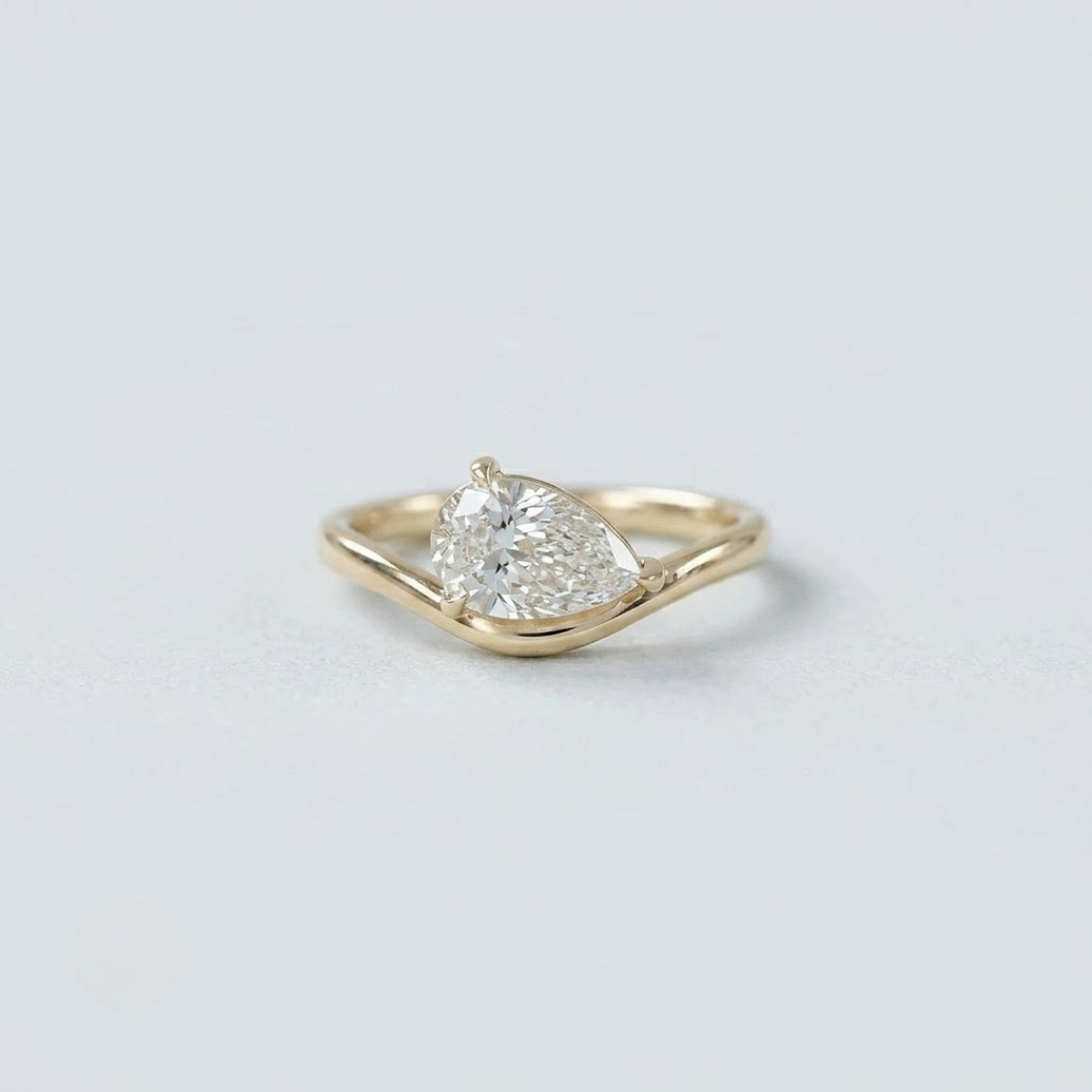 1 Ct. Lab-Grown Diamond Bypass Pear Cut Engagement Ring (EF-VS)