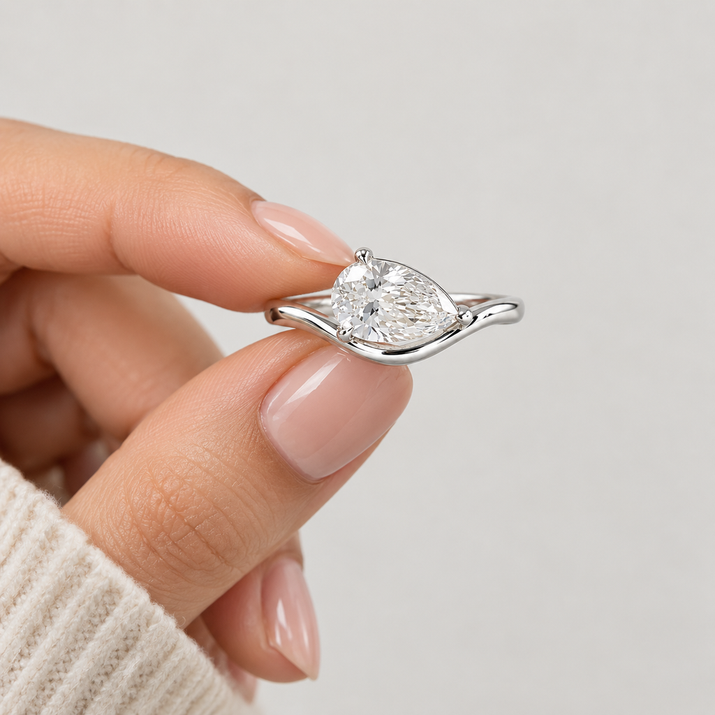 1 Ct. Lab-Grown Diamond Bypass Pear Cut Engagement Ring (VS-EF)