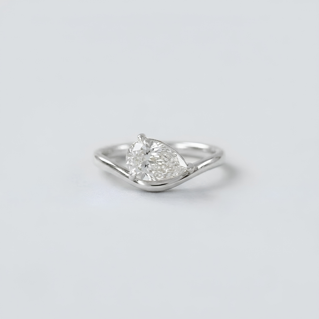 1 Ct. Lab-Grown Diamond Bypass Pear Cut Engagement Ring (EF-VS)