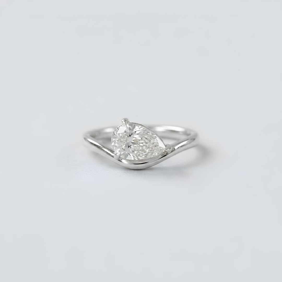 1 Ct. Lab-Grown Diamond Bypass Pear Cut Engagement Ring (EF-VS)