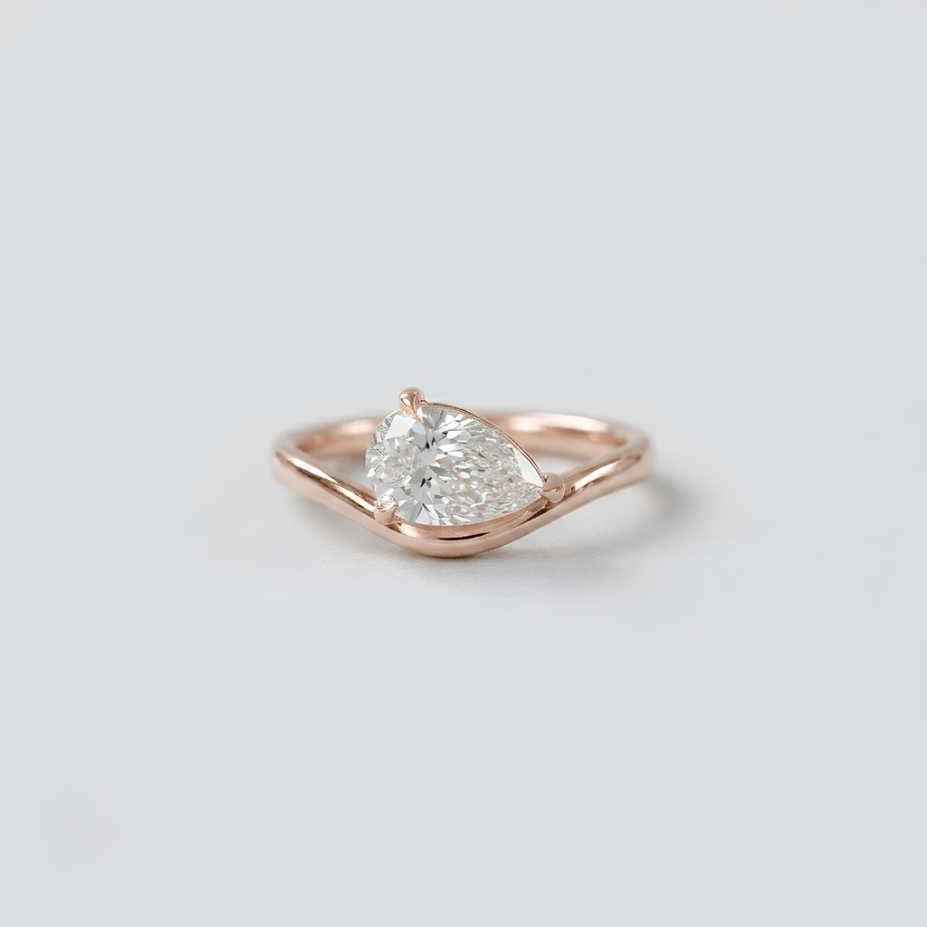 1 Ct. Lab-Grown Diamond Bypass Pear Cut Engagement Ring (EF-VS)