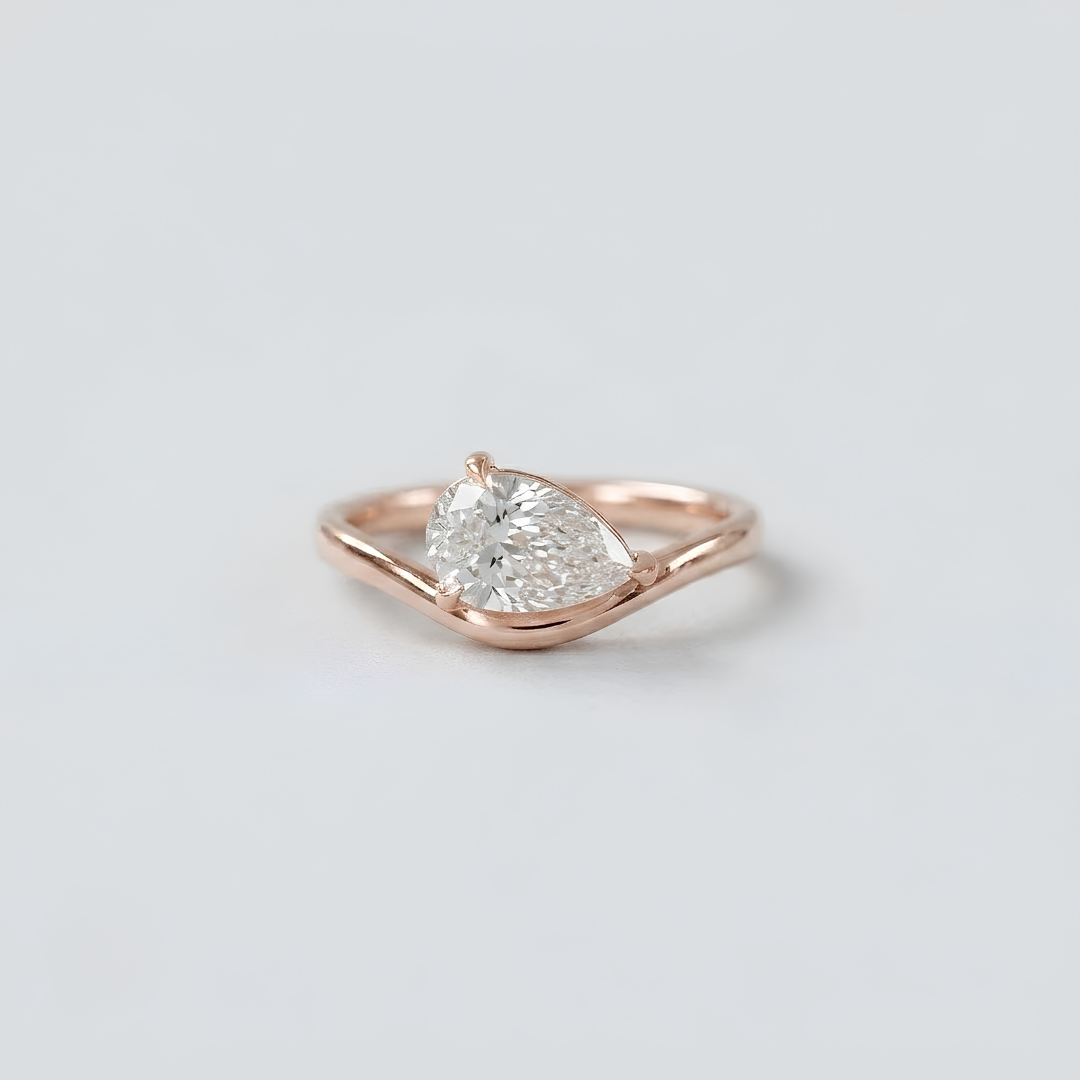 1 Ct. Lab-Grown Diamond Bypass Pear Cut Engagement Ring (EF-VS)