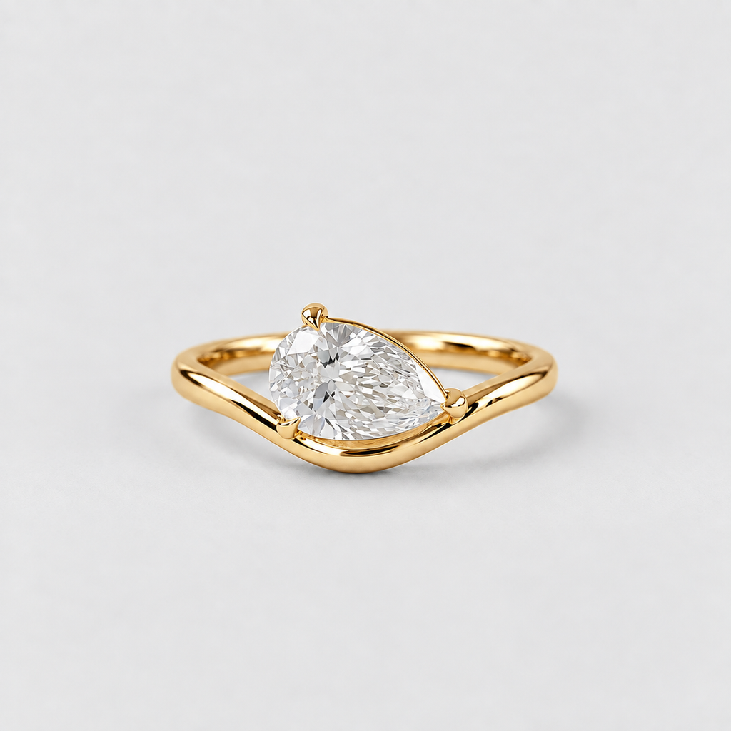 1 Ct. Lab-Grown Diamond Bypass Pear Cut Engagement Ring (VS-EF)