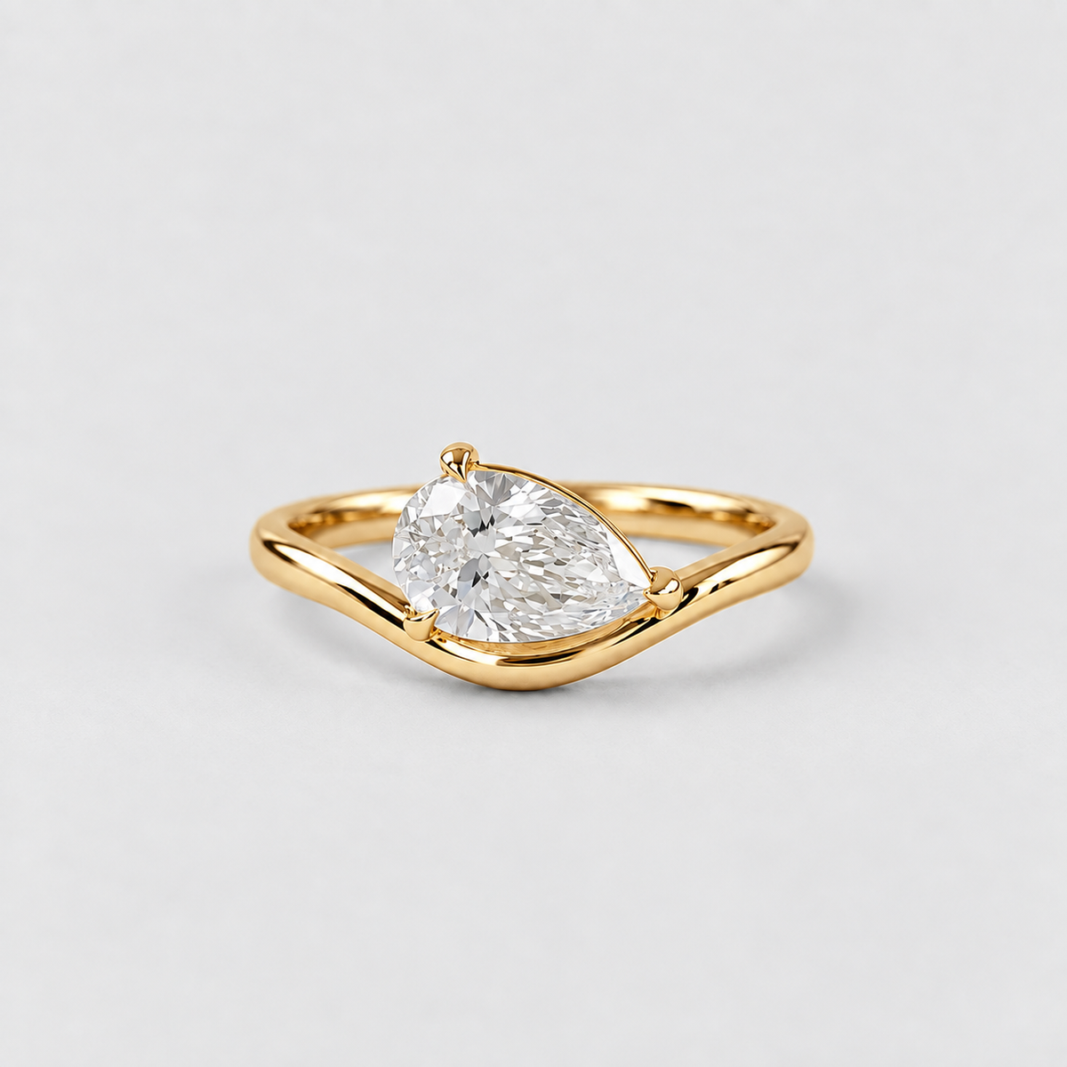 1 Ct. Lab-Grown Diamond Bypass Pear Cut Engagement Ring (VS-EF)
