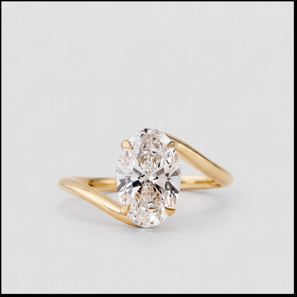 4 Ct. Lab-Grown Diamond Oval Cut Bypass Solitaire Ring (VS-EF)