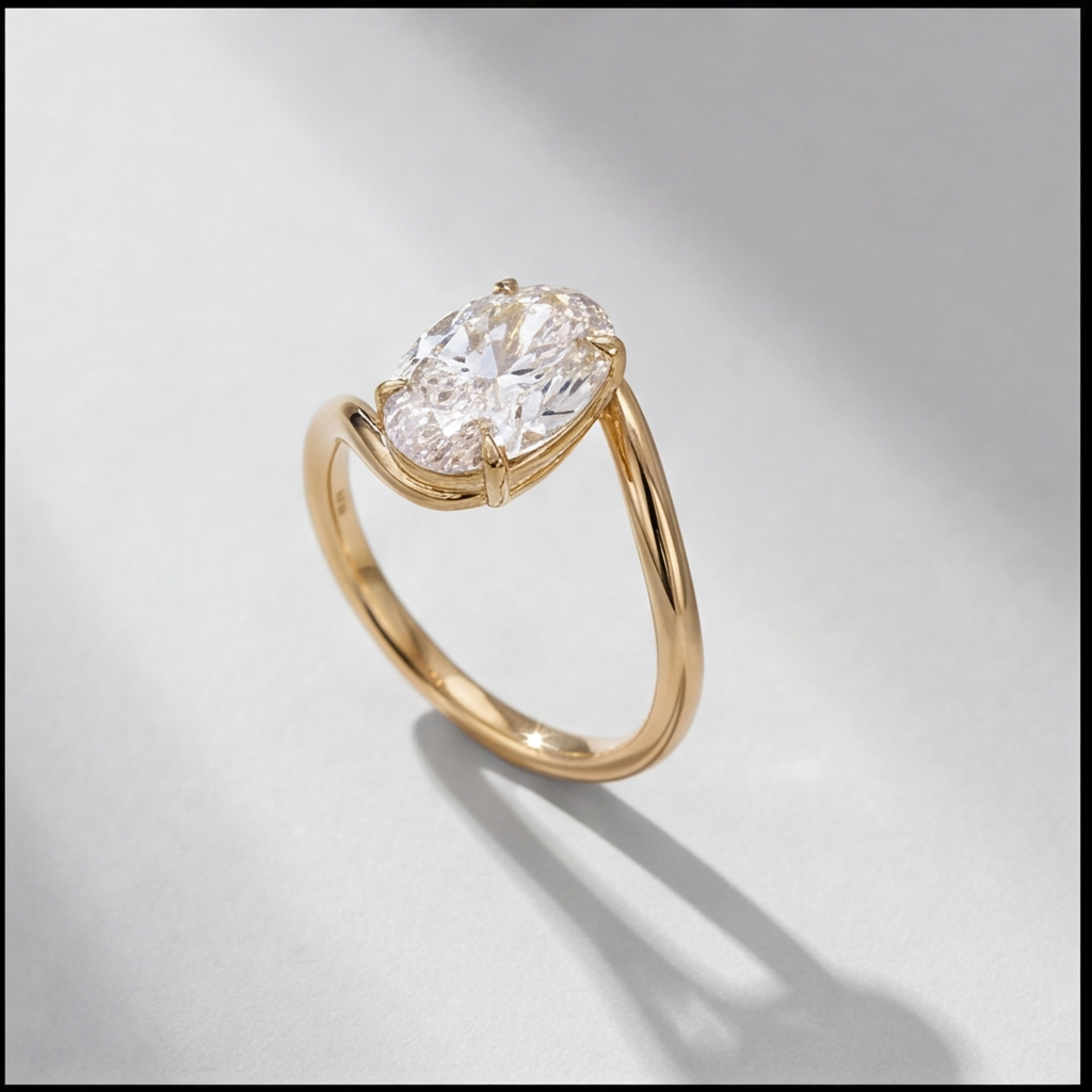 4 Ct. Lab-Grown Diamond Oval Cut Bypass Solitaire Ring (VS-EF)
