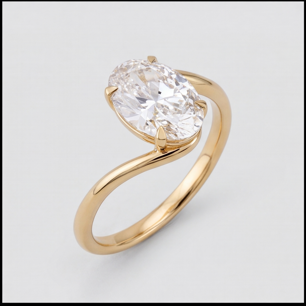 4 Ct. Lab-Grown Diamond Oval Cut Bypass Solitaire Ring (VS-EF)