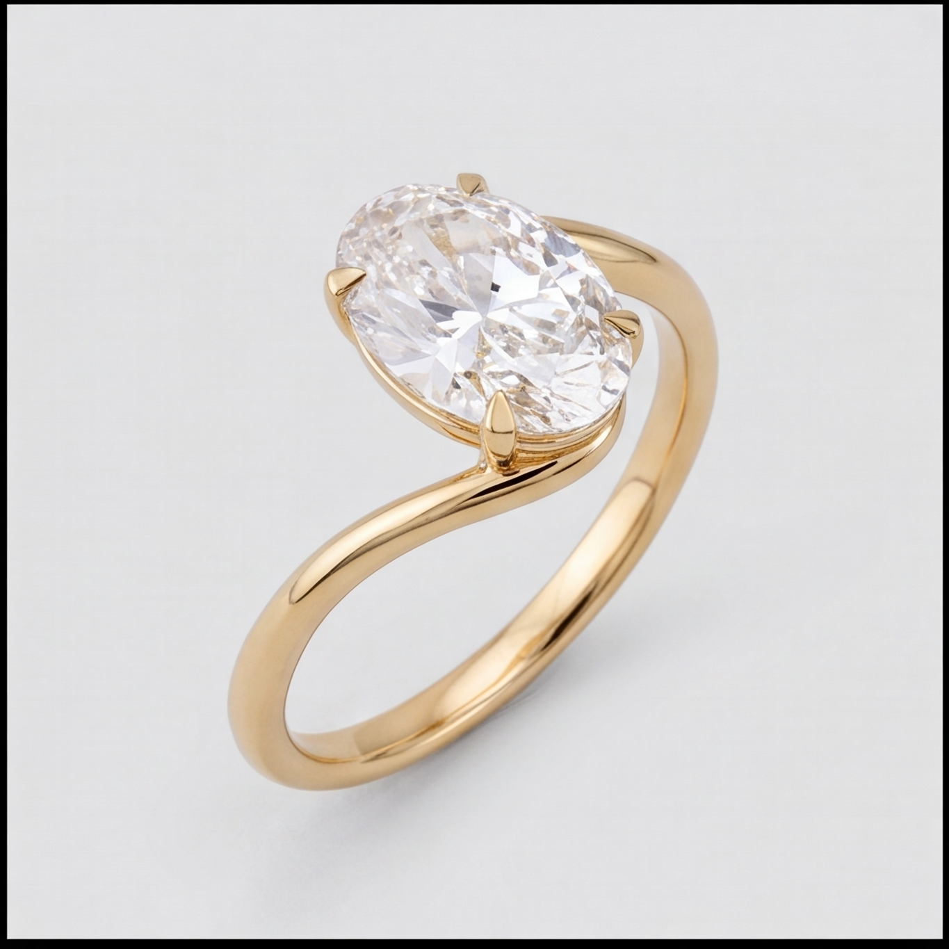 4 Ct. Lab-Grown Diamond Oval Cut Bypass Solitaire Ring (VS-EF)