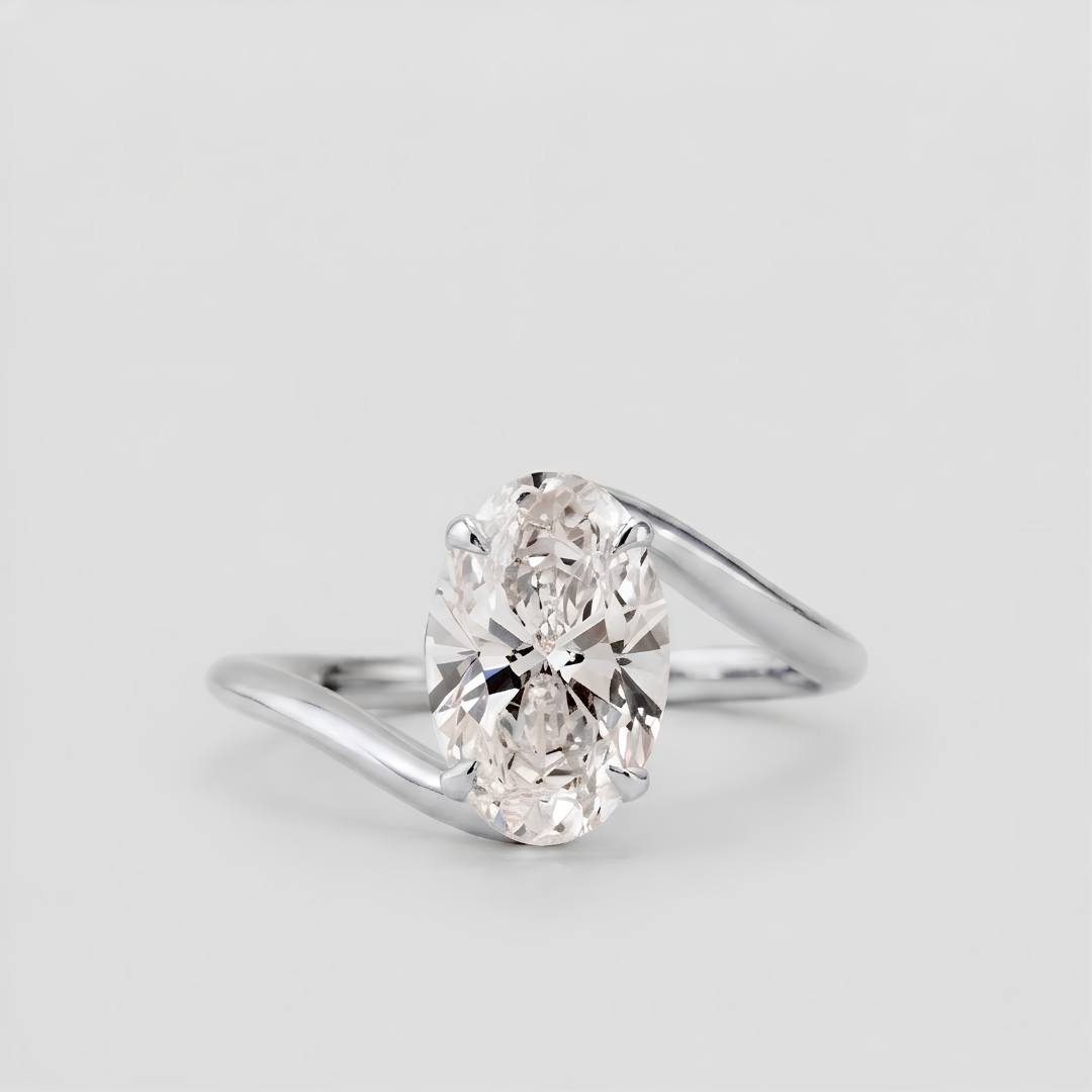 4 Ct. Lab-Grown Diamond Oval Cut Bypass Solitaire Ring (VS-EF)