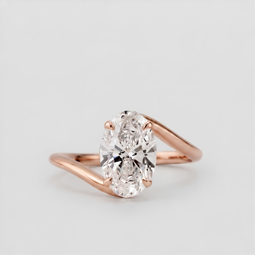 4 Ct. Lab-Grown Diamond Oval Cut Bypass Solitaire Ring (VS-EF)