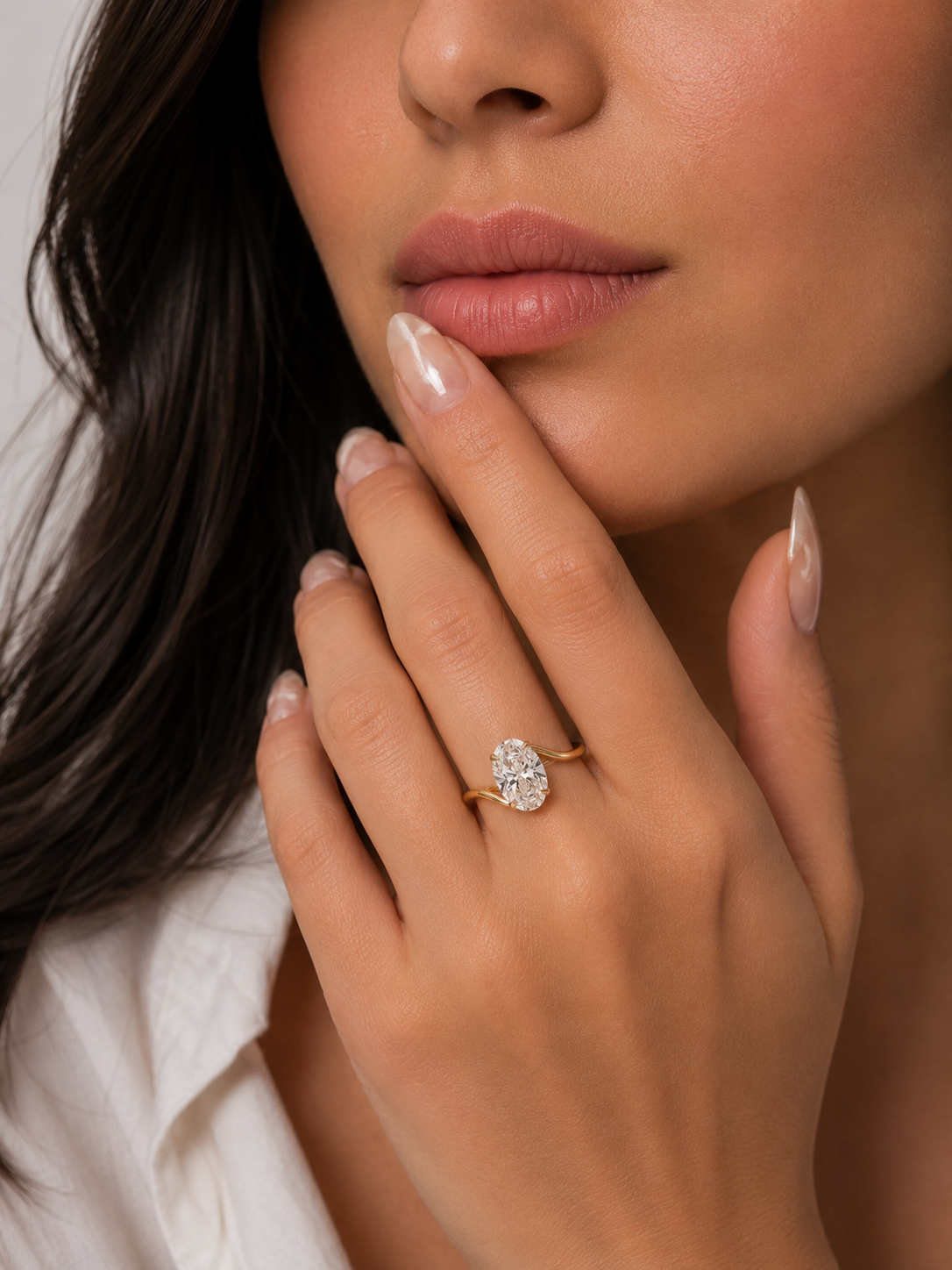 4 Ct. Lab-Grown Diamond Oval Cut Bypass Solitaire Ring (VS-EF)