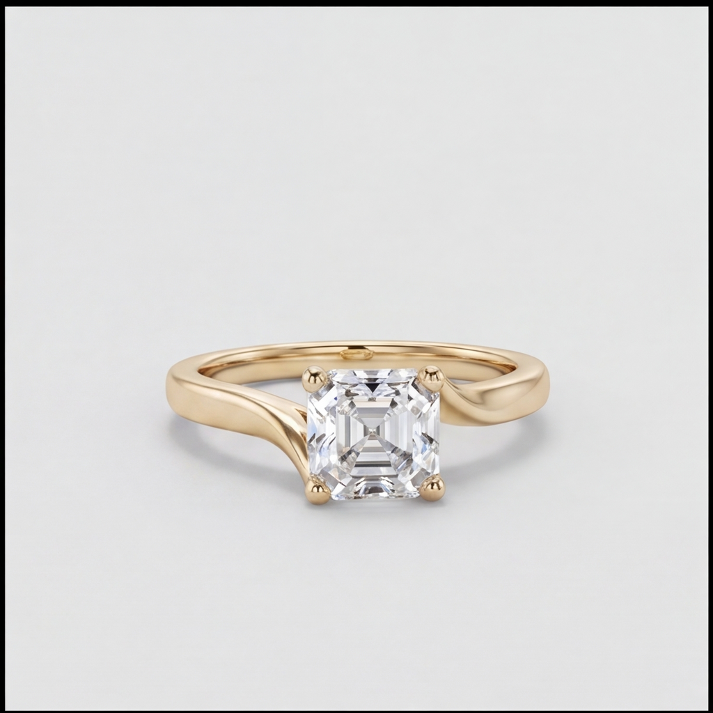 1 Ct. Lab-Grown Diamond Asscher Cut Twist Solitaire Ring (EF-VS)