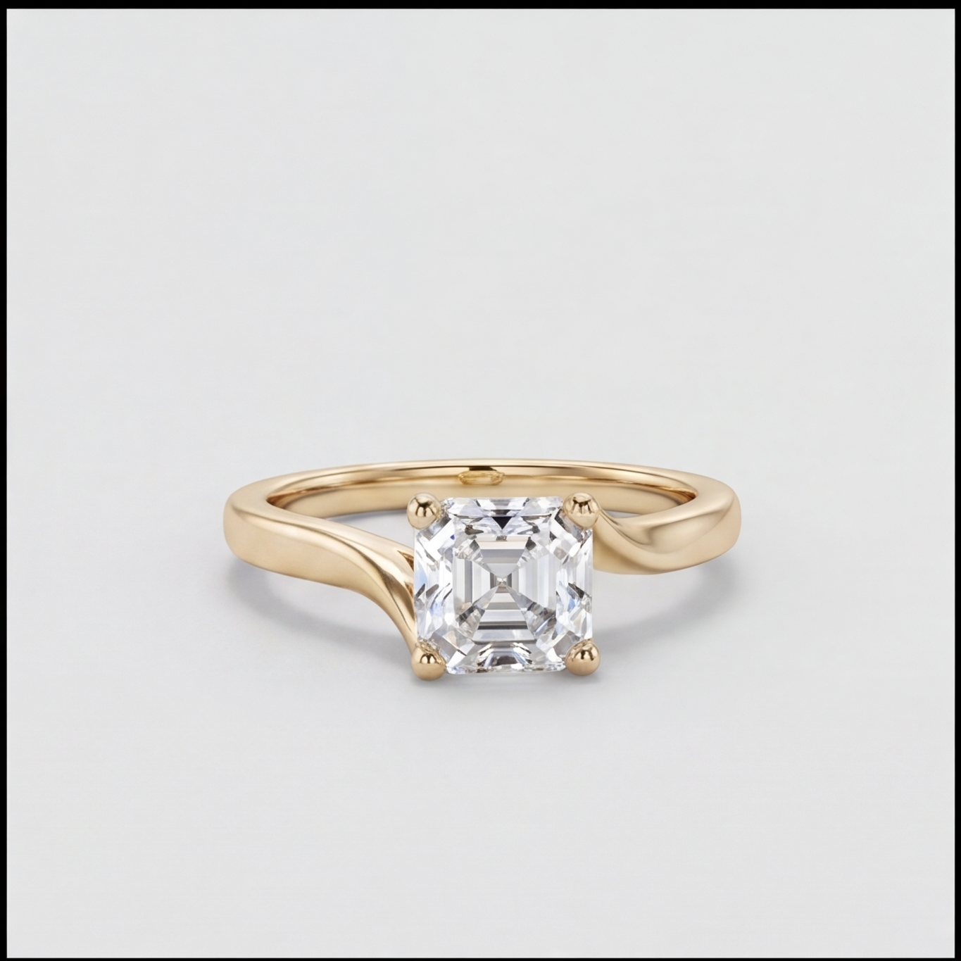 1 Ct. Lab-Grown Diamond Asscher Cut Twist Solitaire Ring (EF-VS)
