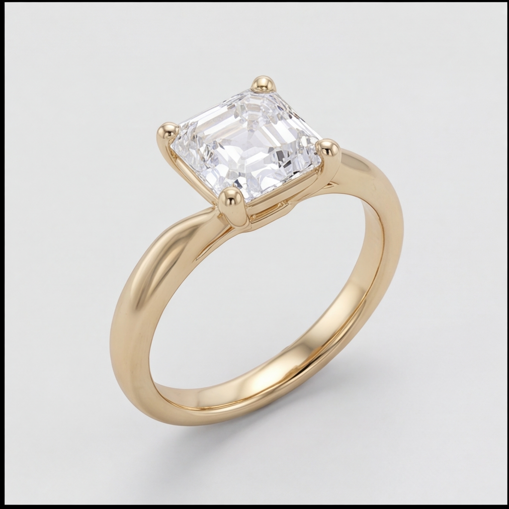 1 Ct. Lab-Grown Diamond Asscher Cut Twist Solitaire Ring (EF-VS)