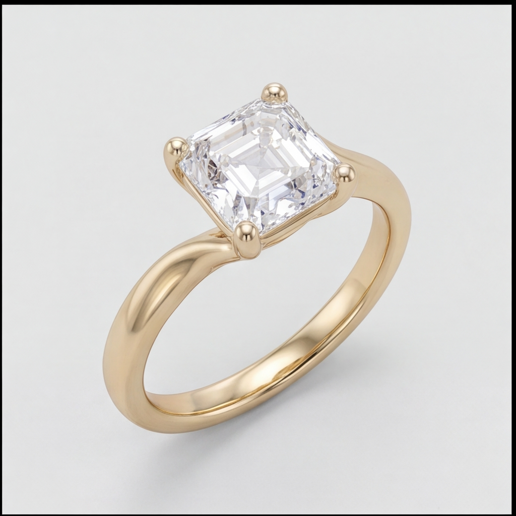 1 Ct. Lab-Grown Diamond Asscher Cut Twist Solitaire Ring (EF-VS)
