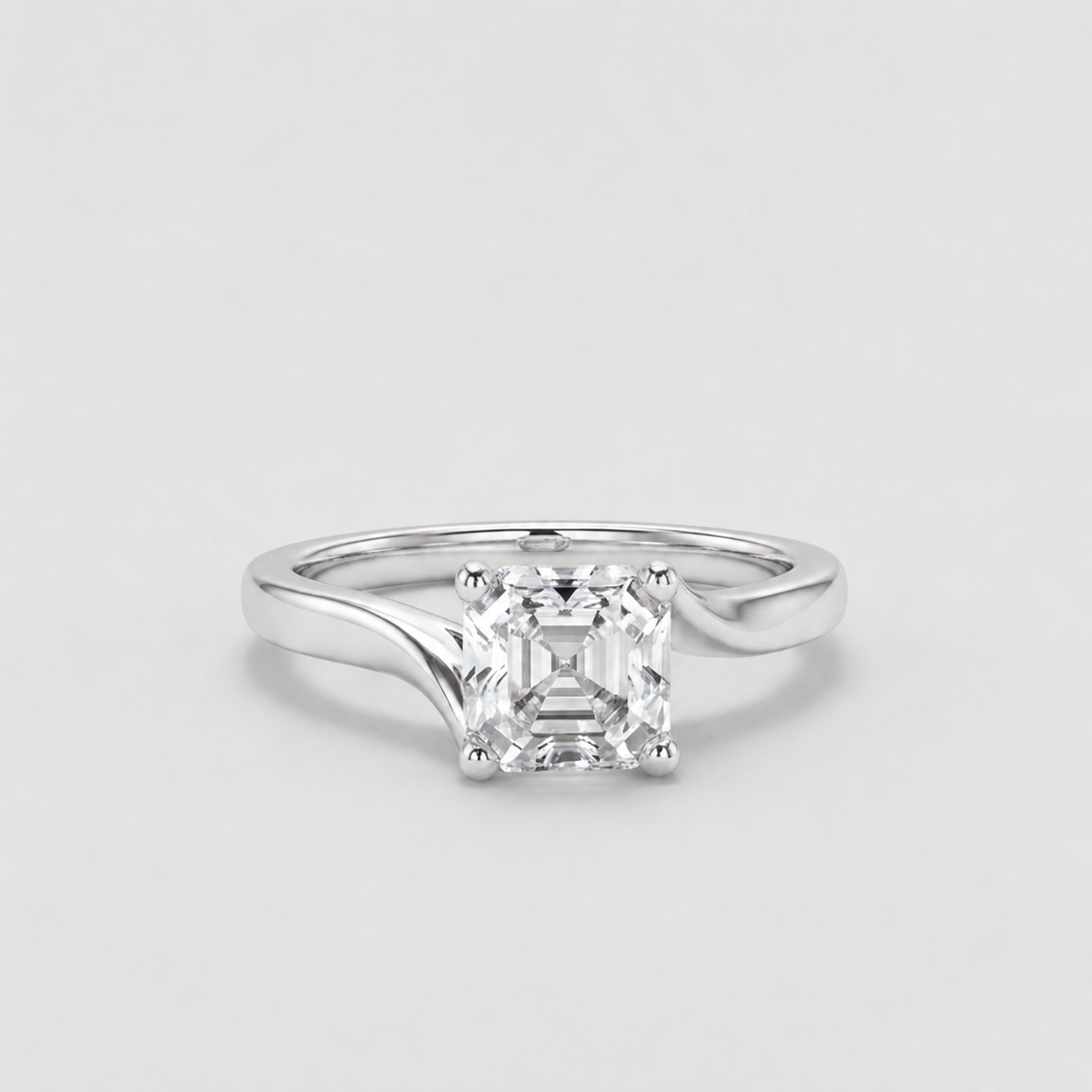 1 Ct. Lab-Grown Diamond Asscher Cut Twist Solitaire Ring (EF-VS)