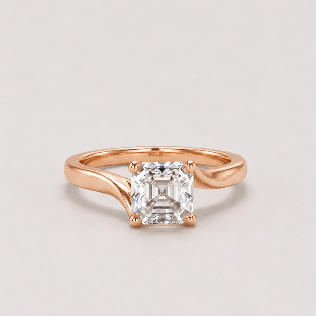 1 Ct. Lab-Grown Diamond Asscher Cut Twist Solitaire Ring (EF-VS)