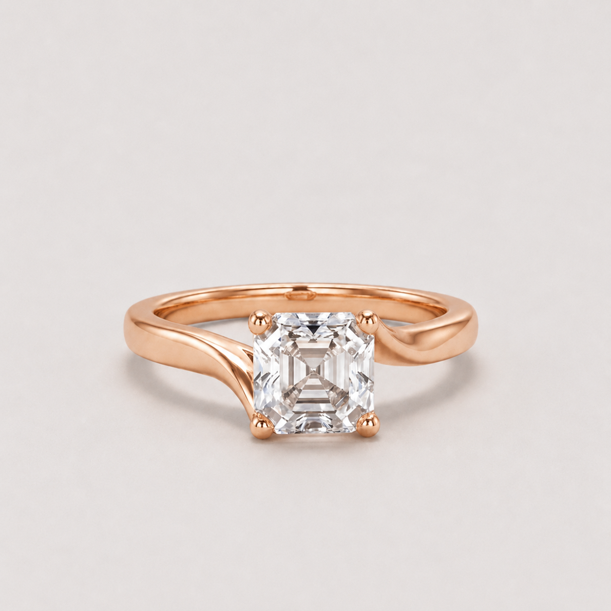1 Ct. Lab-Grown Diamond Asscher Cut Twist Solitaire Ring (EF-VS)