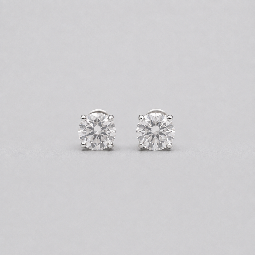 2 Ct. Lab-Grown Diamond Round Cut Solitaire Studs Push Back Earrings (EF-VS)