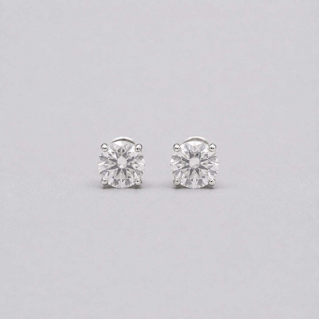2 Ct. Lab-Grown Diamond Round Cut Solitaire Studs Push Back Earrings (EF-VS)
