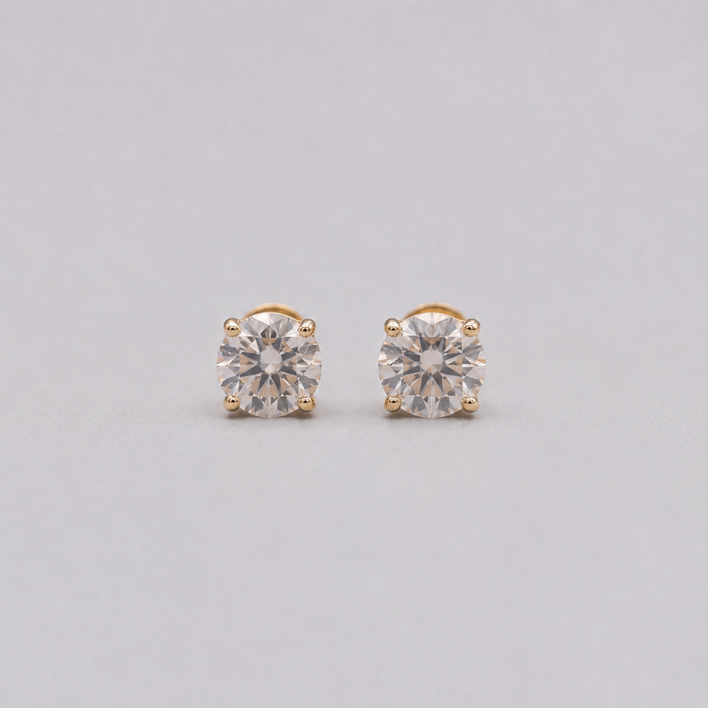 2 Ct. Lab-Grown Diamond Round Cut Solitaire Studs Push Back Earrings (EF-VS)