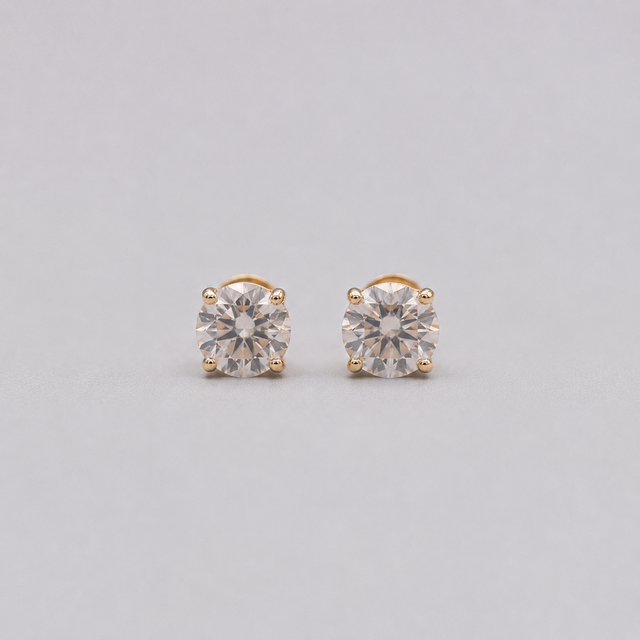 2 Ct. Lab-Grown Diamond Round Cut Solitaire Studs Push Back Earrings (EF-VS)