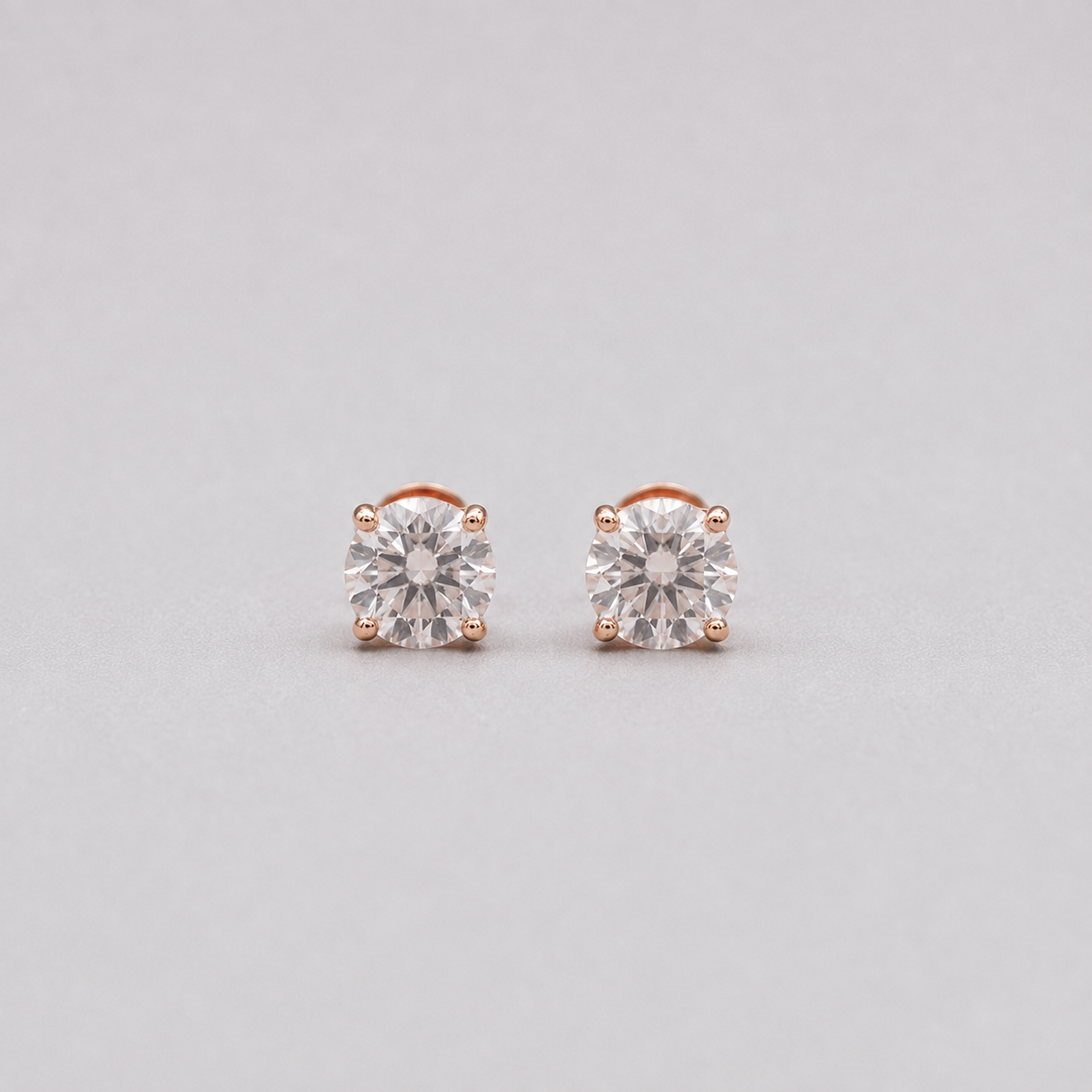 2 Ct. Lab-Grown Diamond Round Cut Solitaire Studs Push Back Earrings (EF-VS)