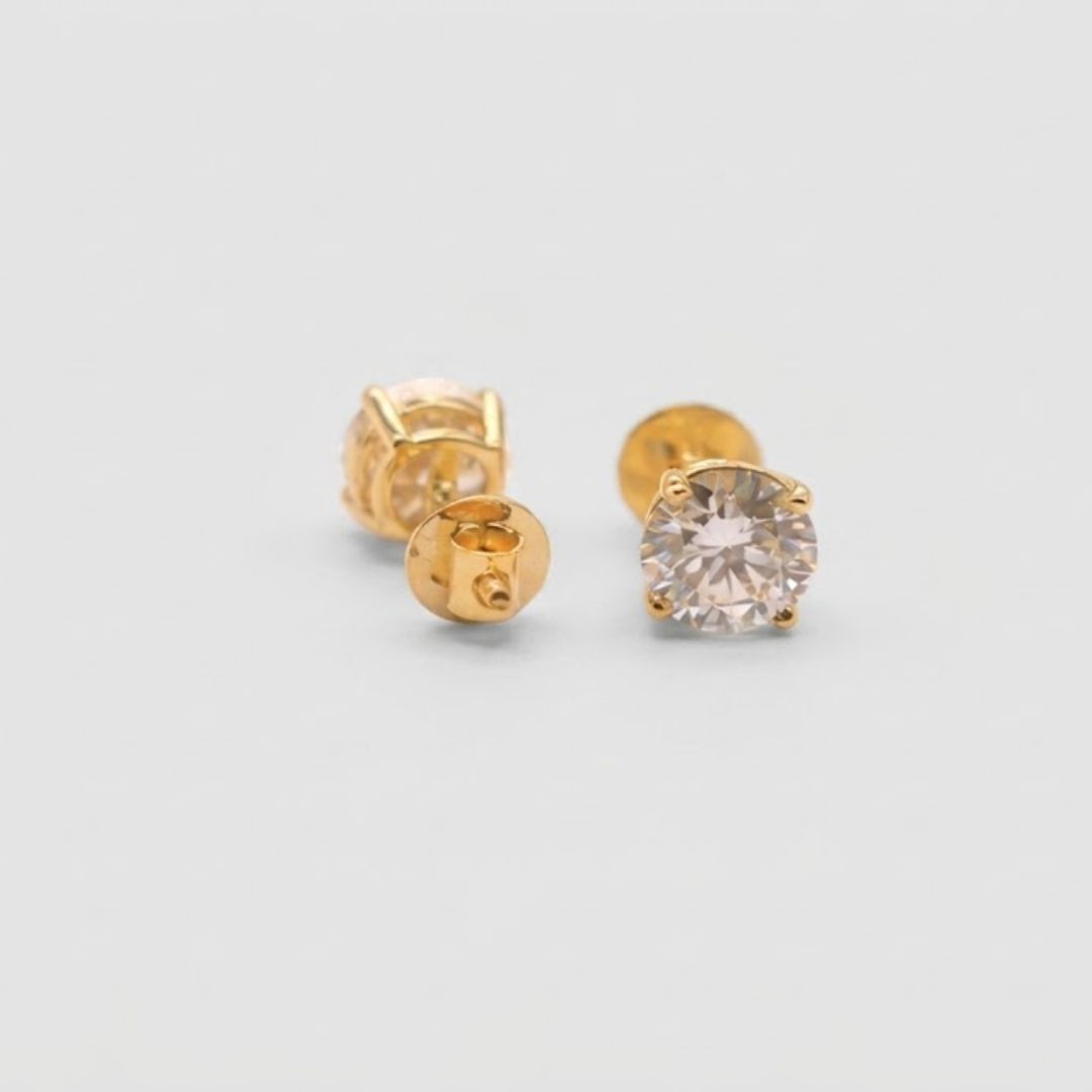 2 Ct. Lab-Grown Diamond Round Cut Solitaire Studs Push Back Earrings (EF-VS)