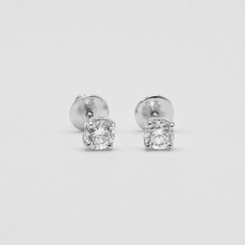 1 Ct. Lab Grown Diamond Round Cut Stud Earrings (VS-EF)