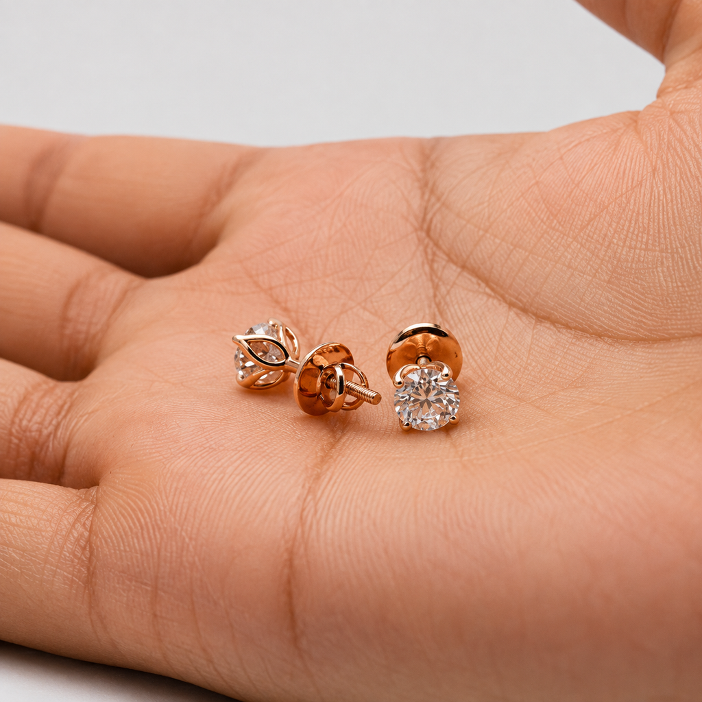 1 Ct. Lab Grown Diamond Round Cut Stud Earrings (VS-EF)