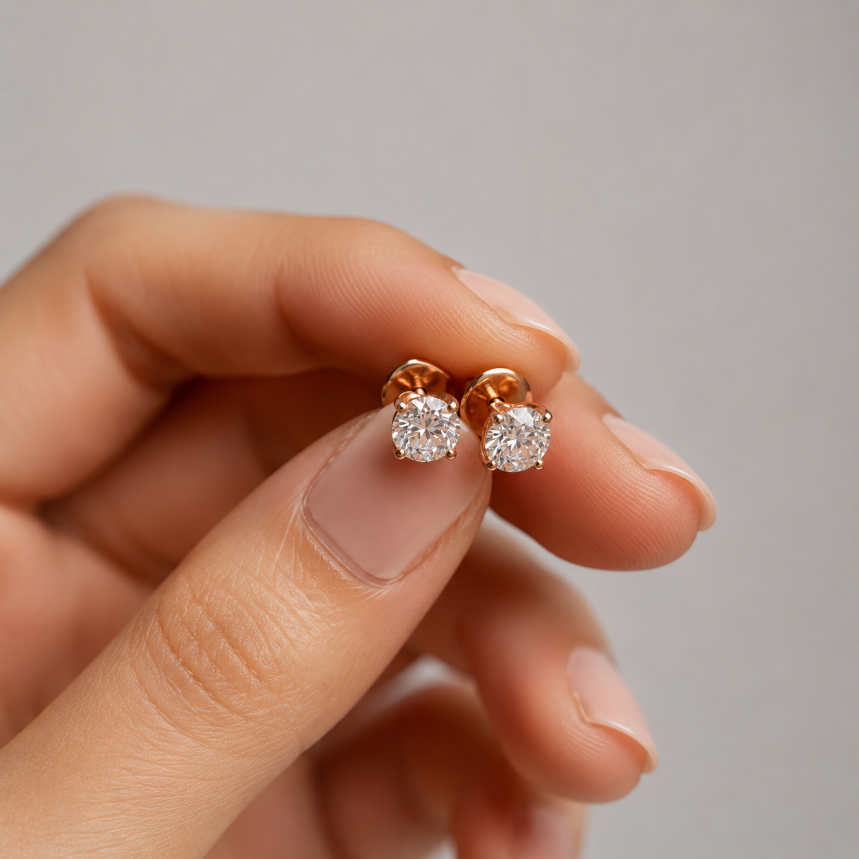 1 Ct. Lab Grown Diamond Round Cut Stud Earrings (VS-EF)