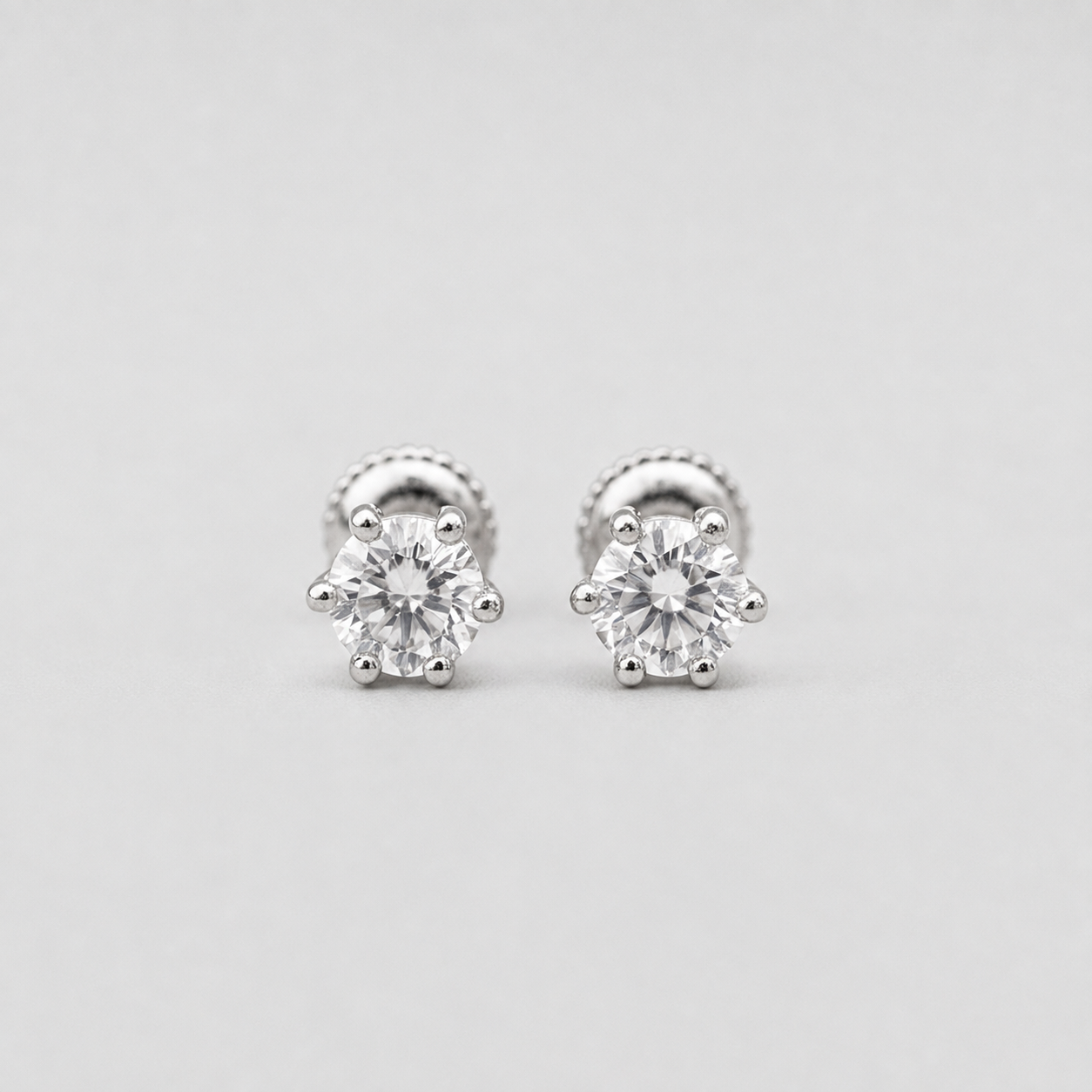 2 Ct. Lab-Grown Diamond Round Cut Solitaire Studs Screw Back Earring (EF-VS)