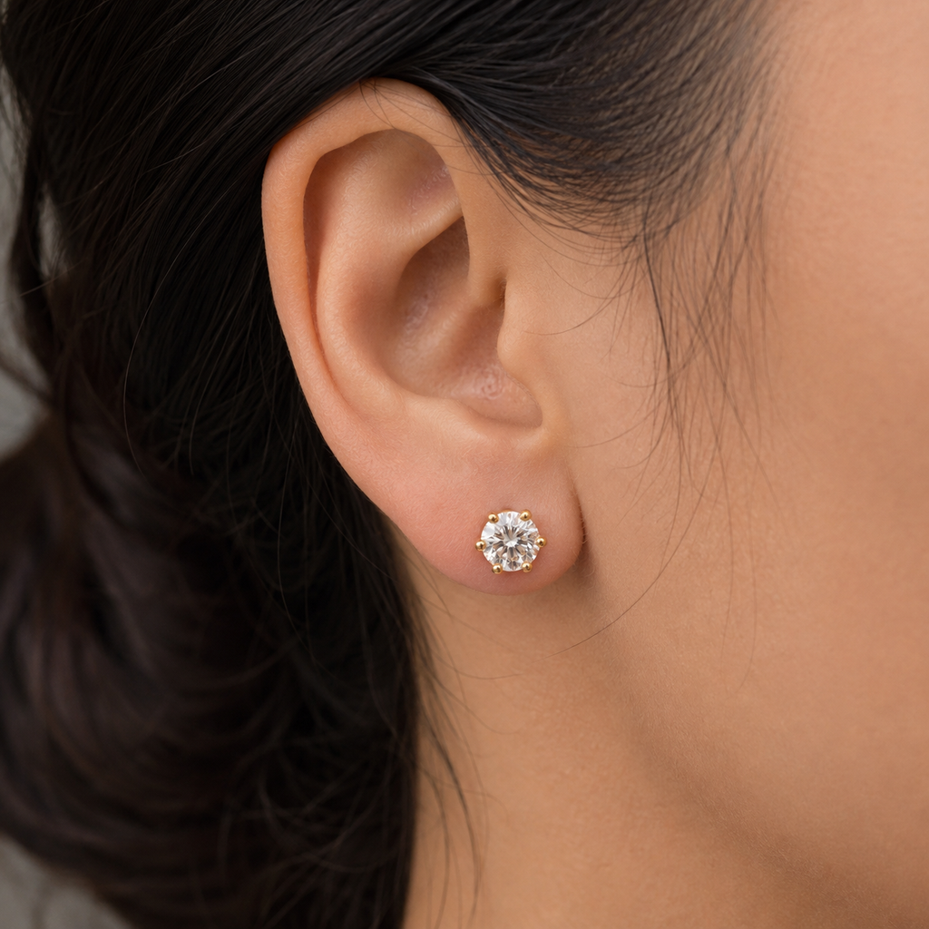 2 Ct. Lab-Grown Diamond Round Cut Solitaire Studs Screw Back Earring (EF-VS)