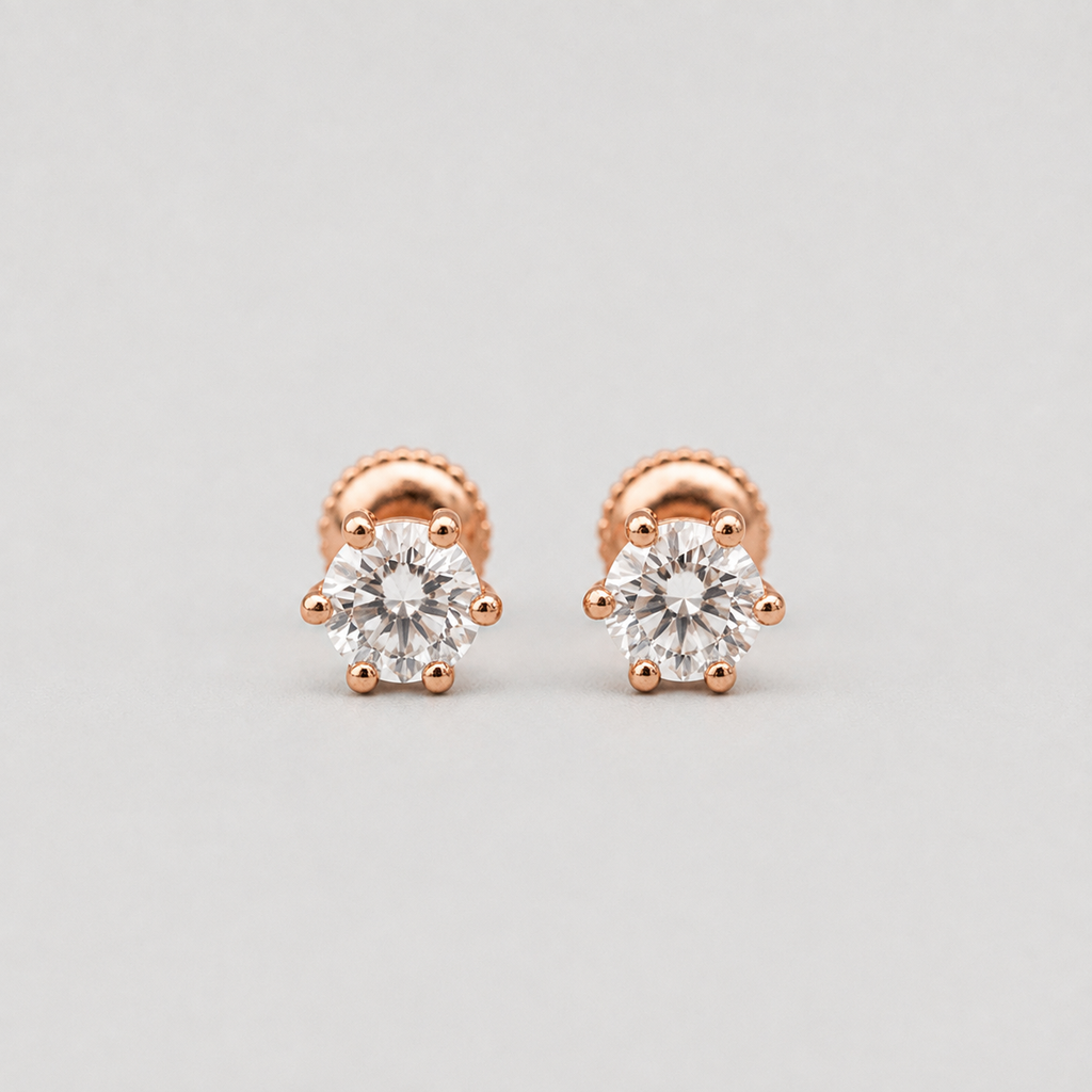 2 Ct. Lab-Grown Diamond Round Cut Solitaire Studs Screw Back Earring (EF-VS)
