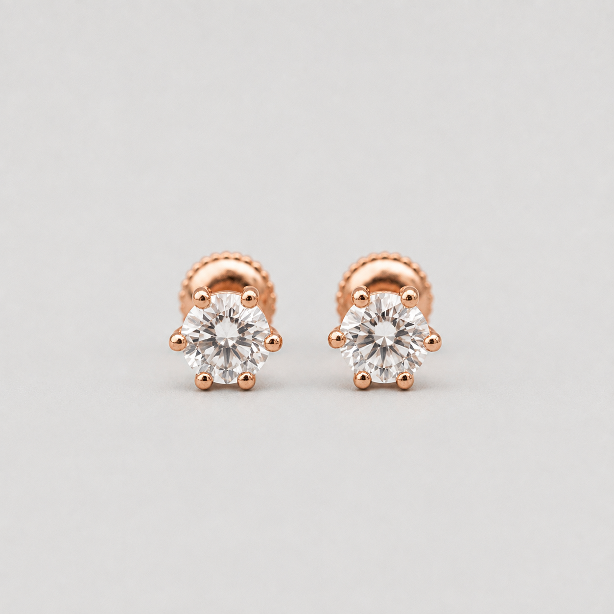 2 Ct. Lab-Grown Diamond Round Cut Solitaire Studs Screw Back Earring (EF-VS)