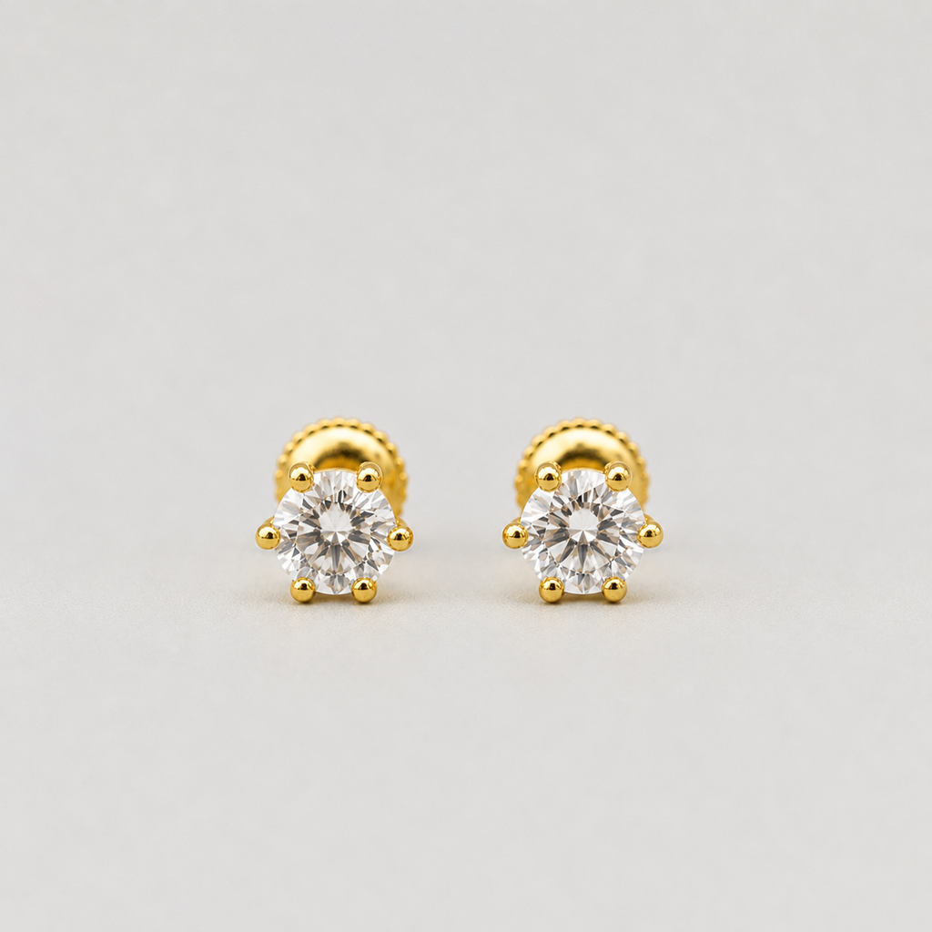 2 Ct. Lab-Grown Diamond Round Cut Solitaire Studs Screw Back Earring (EF-VS)