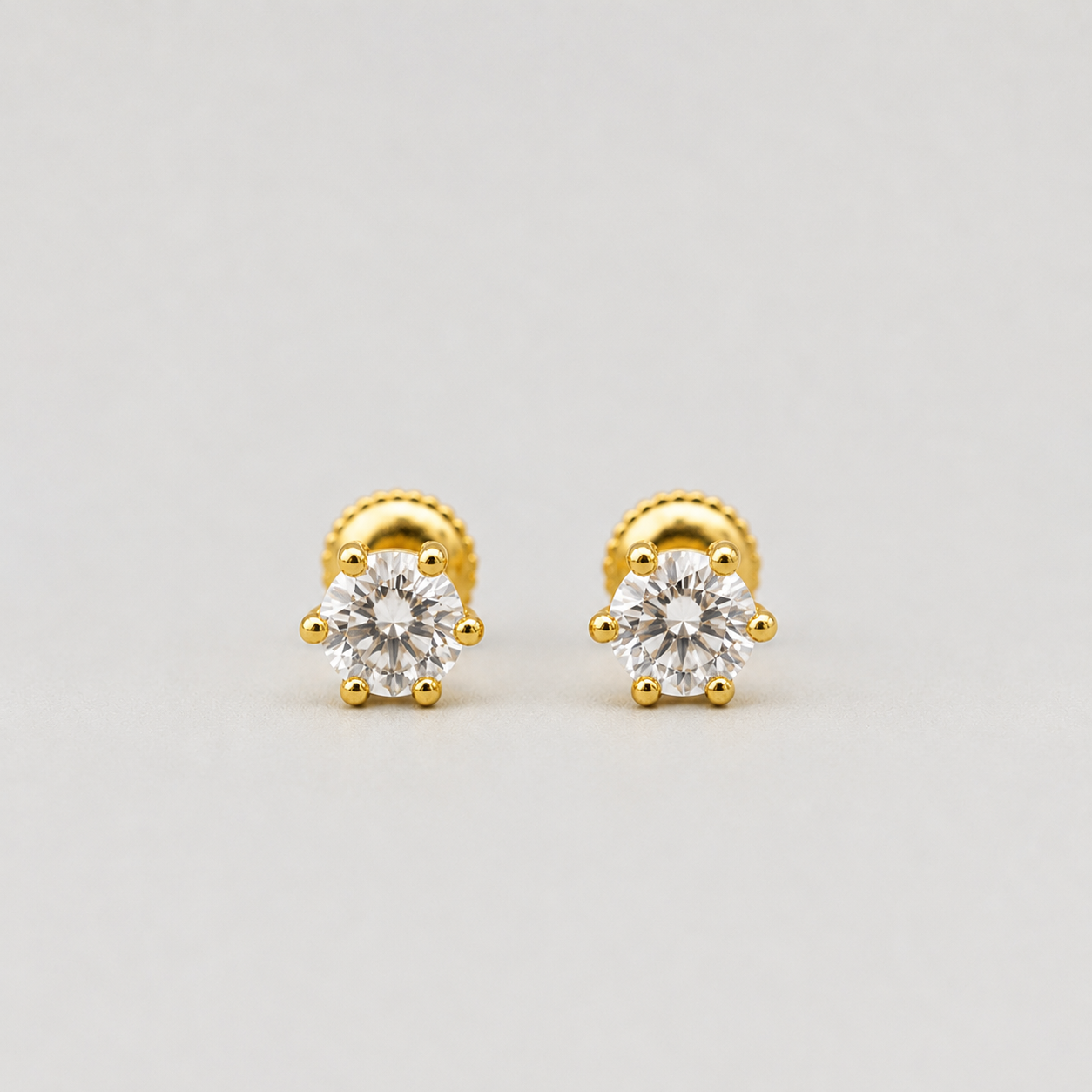 2 Ct. Lab-Grown Diamond Round Cut Solitaire Studs Screw Back Earring (EF-VS)