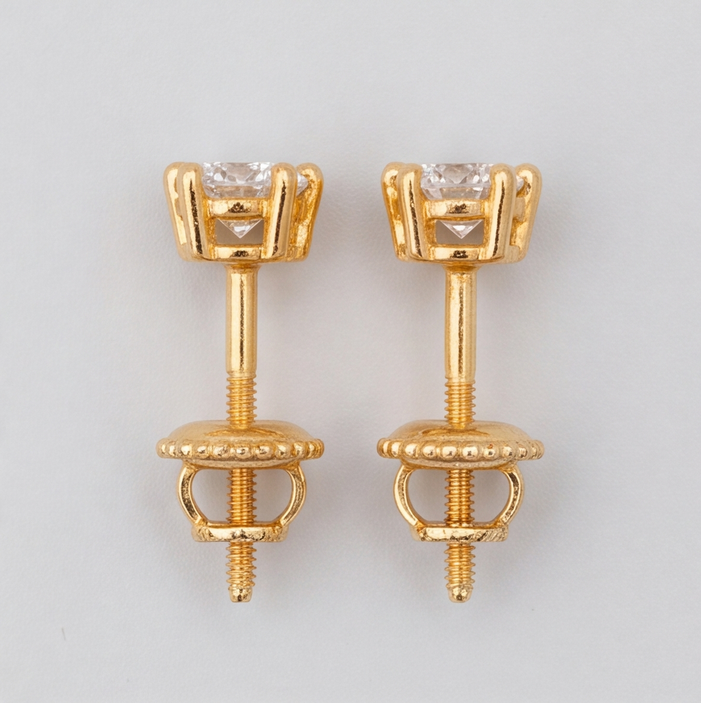 2 Ct. Lab-Grown Diamond Round Cut Solitaire Studs Screw Back Earring (EF-VS)