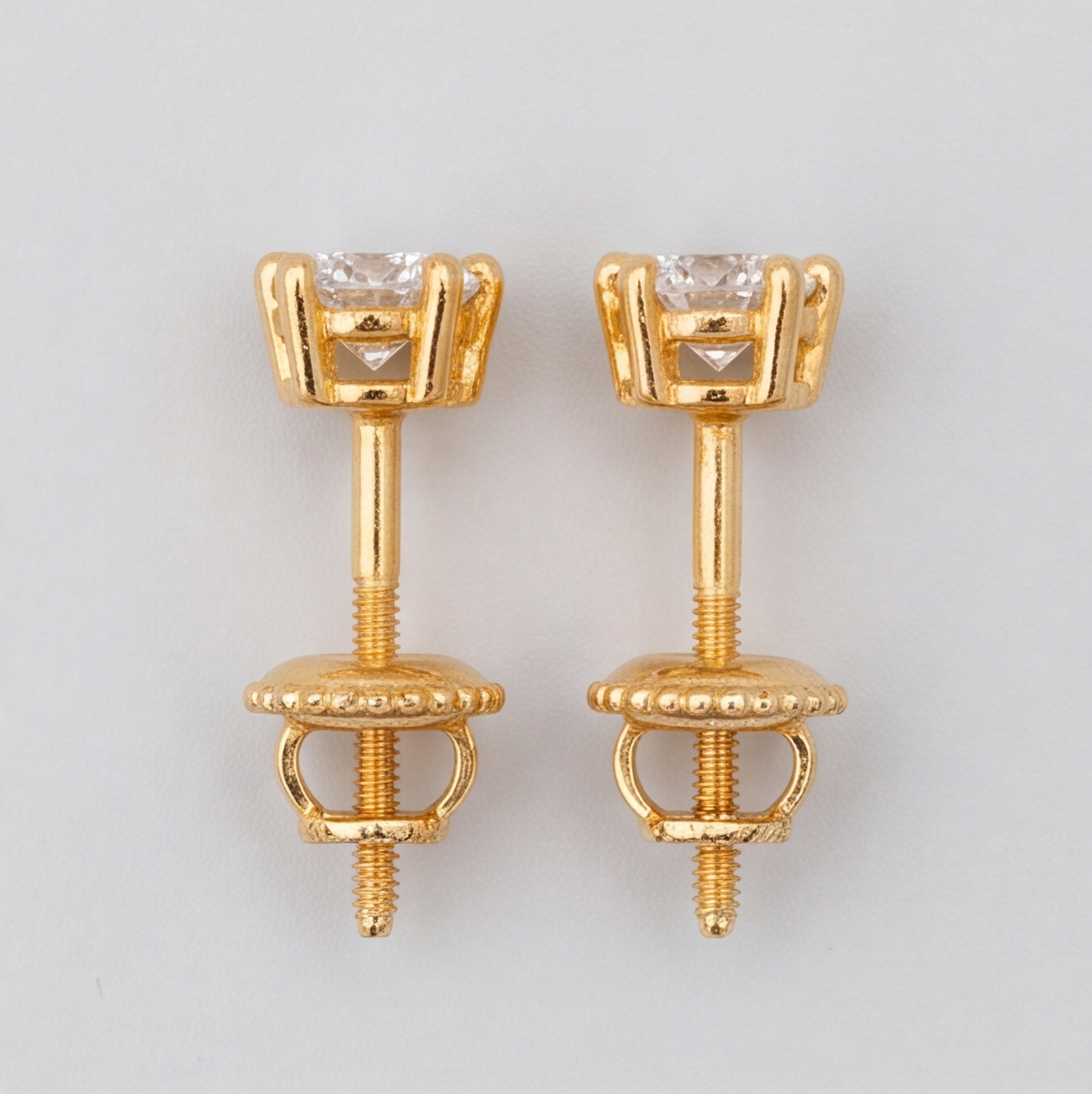 2 Ct. Lab-Grown Diamond Round Cut Solitaire Studs Screw Back Earring (EF-VS)