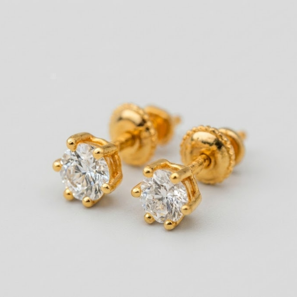 2 Ct. Lab-Grown Diamond Round Cut Solitaire Studs Screw Back Earring (EF-VS)