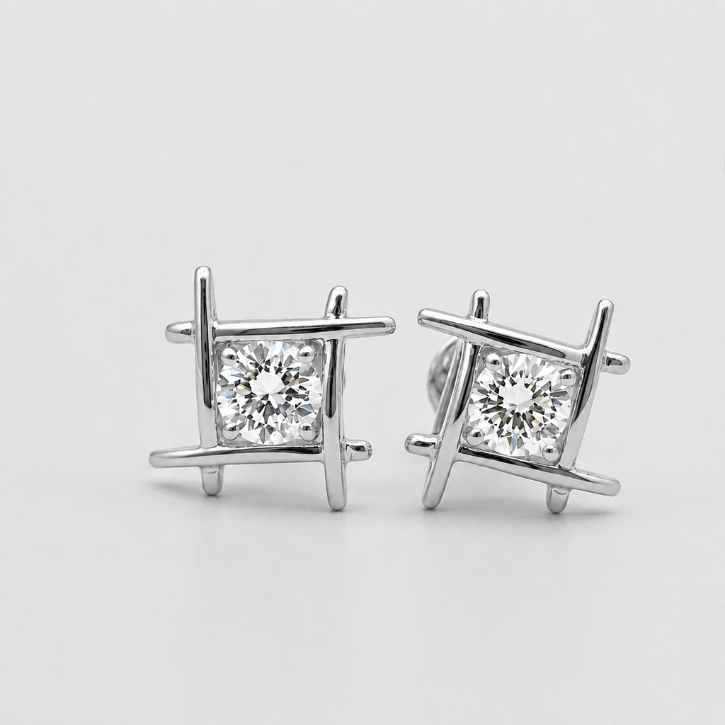 1 Ct. Round Cut Lab Grown Diamond Stud Earrings (VS-EF)