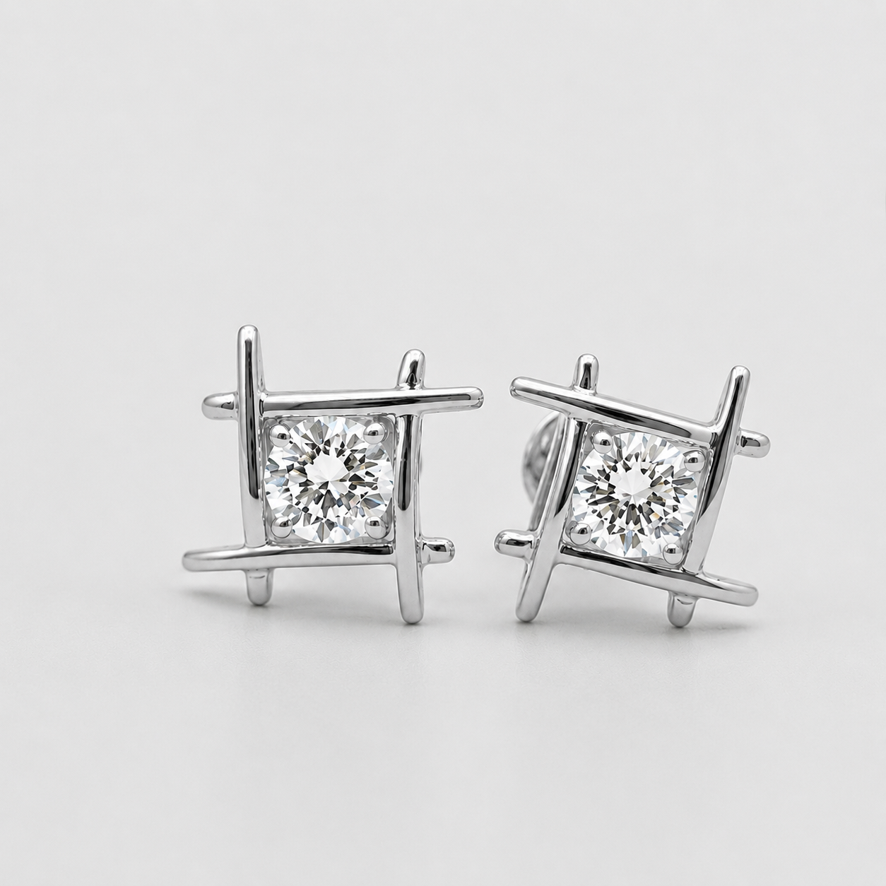 1 Ct. Round Cut Lab Grown Diamond Stud Earrings (VS-EF)