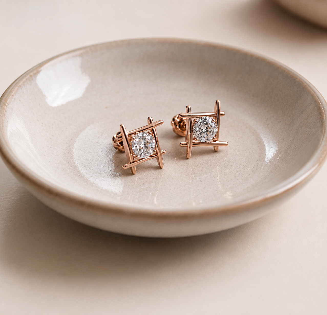 1 Ct. Round Cut Lab Grown Diamond Stud Earrings (VS-EF)