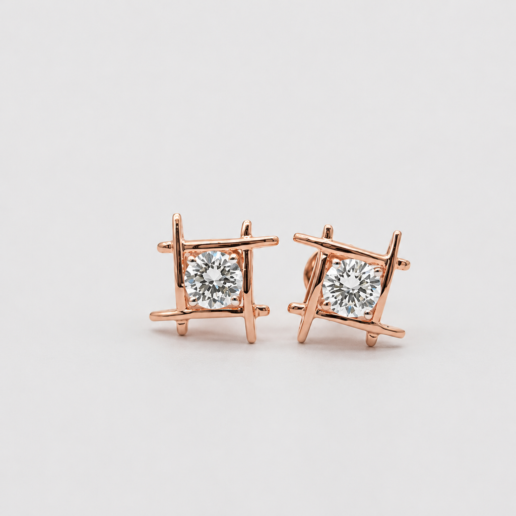 1 Ct. Round Cut Lab Grown Diamond Stud Earrings (VS-EF)