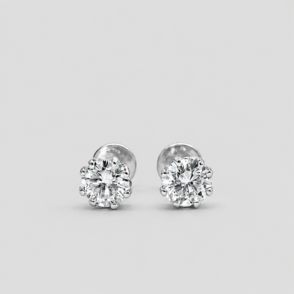 2 Ct. Lab-Grown Diamond Round Cut Solitaire Studs Earrings (EF-VS)