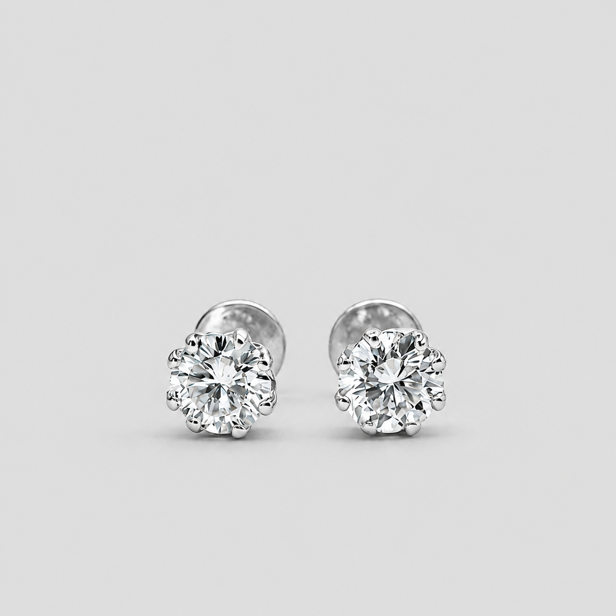 2 Ct. Lab-Grown Diamond Round Cut Solitaire Studs Earrings (EF-VS)
