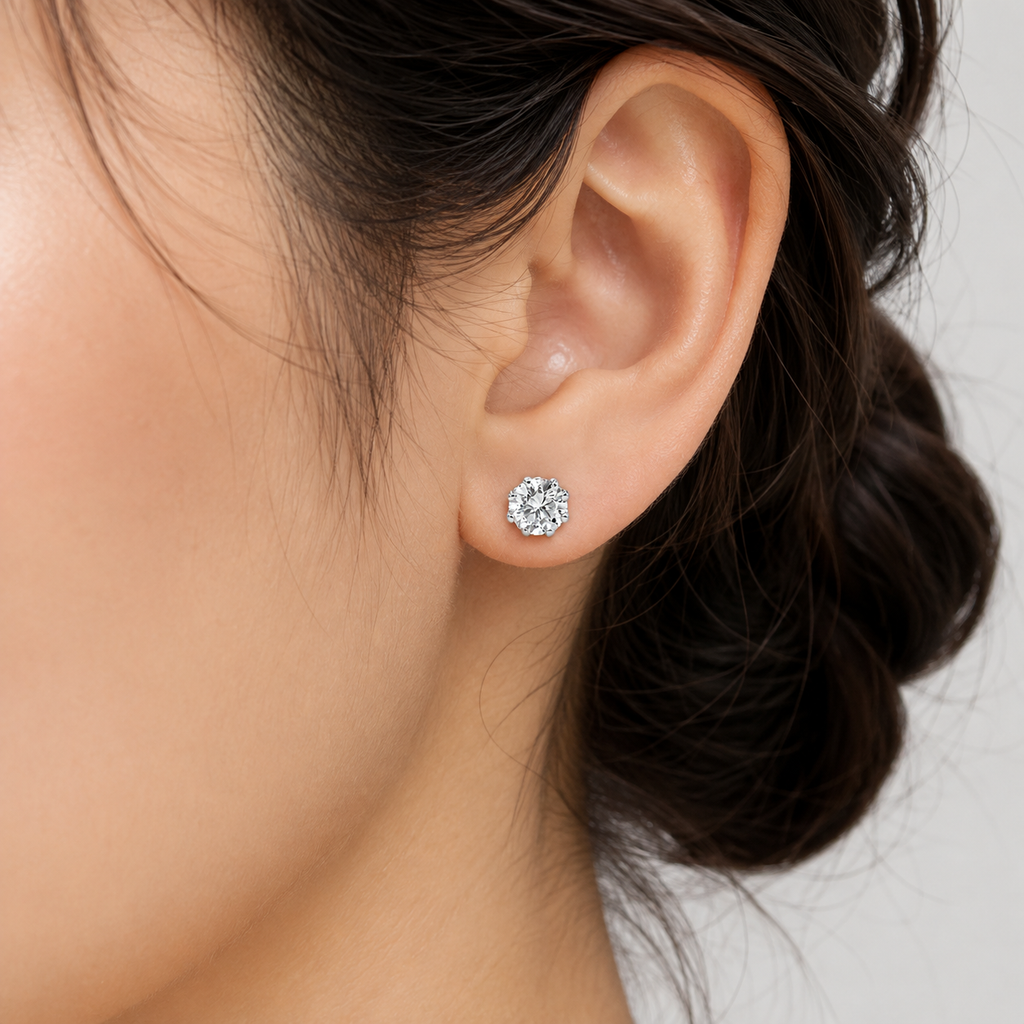 2 Ct. Lab-Grown Diamond Round Cut Solitaire Studs Earrings (EF-VS)