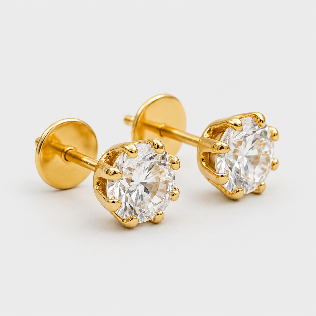 2 Ct. Lab-Grown Diamond Round Cut Solitaire Studs Earrings (EF-VS)